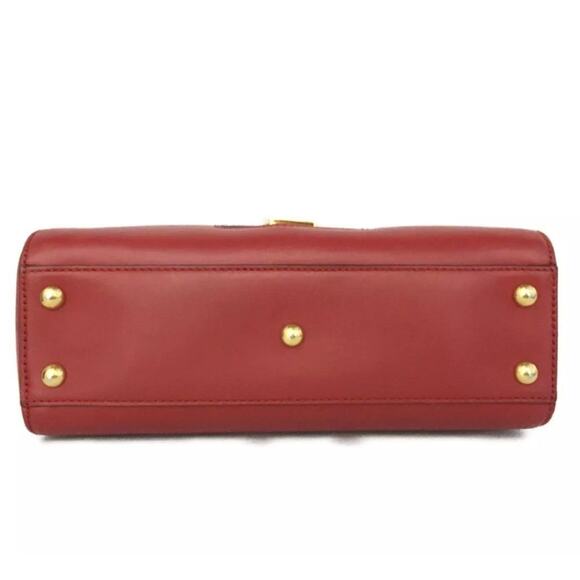 GUCCI Sylvie Sherry Line Leather 2way Hand Bag  Red - Picture 7 of 8
